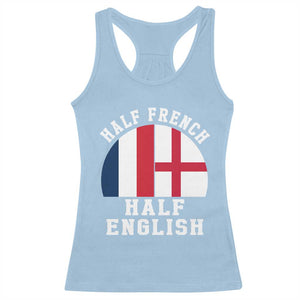 Half French Half English Split Flag Graphic Racerback Tank Top Patriotic Anglo England France Dual Heritage DNA Ancestry TS02 Light Blue Print Your Wear