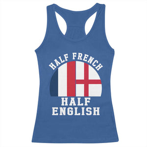 Half French Half English Split Flag Graphic Racerback Tank Top Patriotic Anglo England France Dual Heritage DNA Ancestry TS02 Royal Blue Print Your Wear