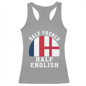 Half French Half English Split Flag Graphic Racerback Tank Top Patriotic Anglo England France Dual Heritage DNA Ancestry TS02 Sport Gray Print Your Wear