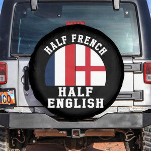 Half French Half English Split Flag Graphic Spare Tire Cover Patriotic Anglo England France Dual Heritage DNA Ancestry TS02 No hole Black Print Your Wear
