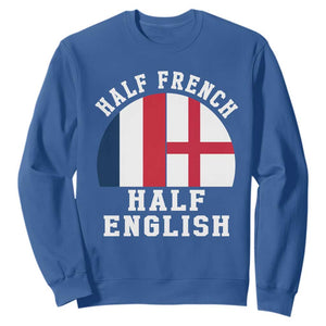 Half French Half English Split Flag Graphic Sweatshirt Patriotic Anglo England France Dual Heritage DNA Ancestry