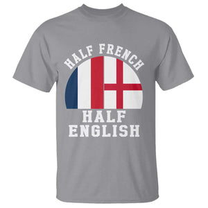 Half French Half English Split Flag Graphic T Shirt Patriotic Anglo England France Dual Heritage DNA Ancestry