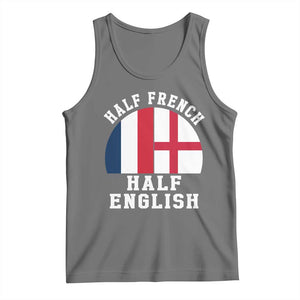 Half French Half English Split Flag Graphic Tank Top Patriotic Anglo England France Dual Heritage DNA Ancestry TS02 Black Heather Print Your Wear