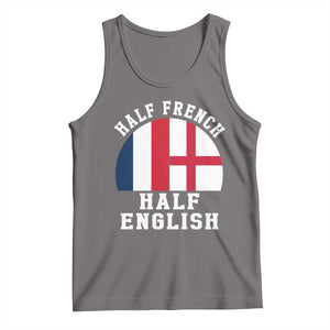 Half French Half English Split Flag Graphic Tank Top Patriotic Anglo England France Dual Heritage DNA Ancestry TS02 Deep Heather Print Your Wear