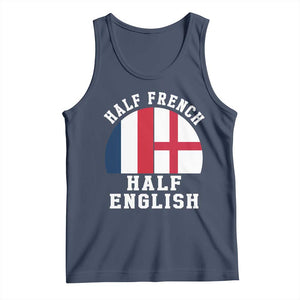 Half French Half English Split Flag Graphic Tank Top Patriotic Anglo England France Dual Heritage DNA Ancestry TS02 Navy Print Your Wear
