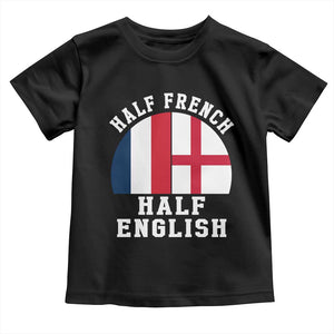 Half French Half English Split Flag Graphic Toddler T Shirt Patriotic Anglo England France Dual Heritage DNA Ancestry TS02 Black Print Your Wear