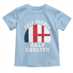 Half French Half English Split Flag Graphic Toddler T Shirt Patriotic Anglo England France Dual Heritage DNA Ancestry TS02 Light Blue Print Your Wear