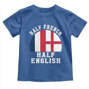 Half French Half English Split Flag Graphic Toddler T Shirt Patriotic Anglo England France Dual Heritage DNA Ancestry TS02 Royal Blue Print Your Wear