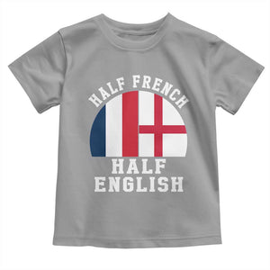 Half French Half English Split Flag Graphic Toddler T Shirt Patriotic Anglo England France Dual Heritage DNA Ancestry TS02 Sport Gray Print Your Wear