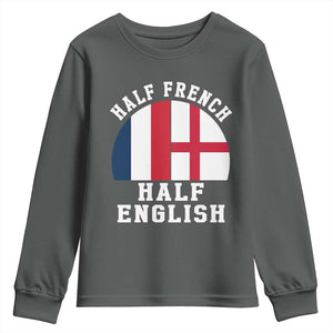Half French Half English Split Flag Graphic Youth Sweatshirt Patriotic Anglo England France Dual Heritage DNA Ancestry