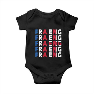 FRA ENG France England Flag Graphic Baby Onesie French English Typographic Dual Heritage Pride Match Day TS02 Black Print Your Wear