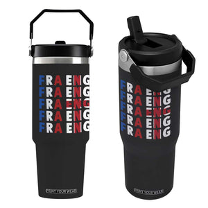 FRA ENG France England Flag Graphic Flip Straw Tumbler French English Typographic Dual Heritage Pride Match Day TS02 One Size: 30 oz Black Print Your Wear