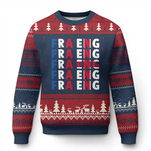 FRA ENG France England Flag Graphic Ugly Christmas Sweater French English Typographic Dual Heritage Pride Match Day TS02 Navy Red Print Your Wear