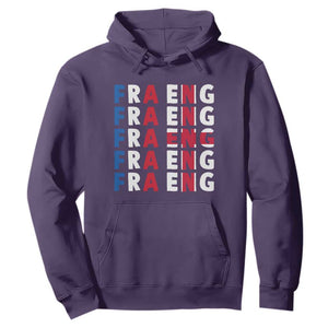 FRA ENG France England Flag Graphic Hoodie French English Typographic Dual Heritage Pride Match Day TS02 Purple Print Your Wear