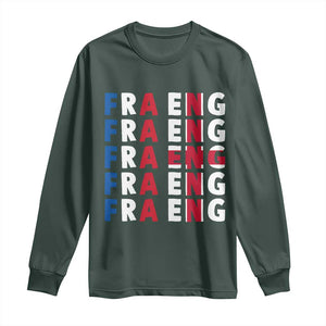 FRA ENG France England Flag Graphic Long Sleeve Shirt French English Typographic Dual Heritage Pride Match Day TS02 Dark Forest Green Print Your Wear