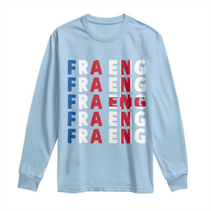 FRA ENG France England Flag Graphic Long Sleeve Shirt French English Typographic Dual Heritage Pride Match Day TS02 Light Blue Print Your Wear