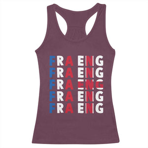 FRA ENG France England Flag Graphic Racerback Tank Top French English Typographic Dual Heritage Pride Match Day TS02 Maroon Print Your Wear