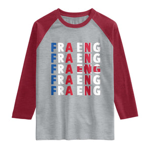 FRA ENG France England Flag Graphic Raglan Shirt French English Typographic Dual Heritage Pride Match Day TS02 Heather Gray Heather Red Print Your Wear