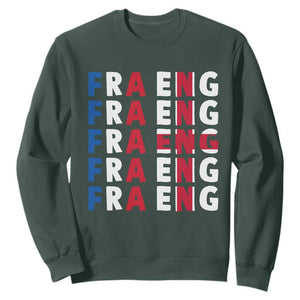 FRA ENG France England Flag Graphic Sweatshirt French English Typographic Dual Heritage Pride Match Day TS02 Dark Forest Green Print Your Wear