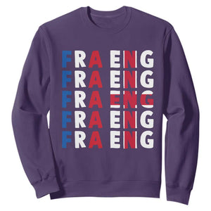 FRA ENG France England Flag Graphic Sweatshirt French English Typographic Dual Heritage Pride Match Day TS02 Purple Print Your Wear