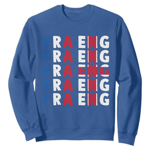FRA ENG France England Flag Graphic Sweatshirt French English Typographic Dual Heritage Pride Match Day TS02 Royal Blue Print Your Wear