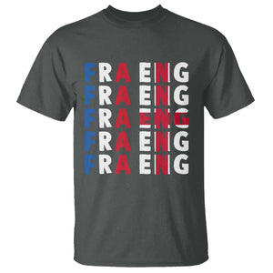 FRA ENG France England Flag Graphic T Shirt French English Typographic Dual Heritage Pride Match Day TS02 Dark Heather Print Your Wear
