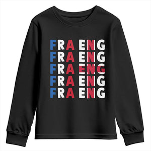FRA ENG France England Flag Graphic Youth Sweatshirt French English Typographic Dual Heritage Pride Match Day TS02 Black Print Your Wear