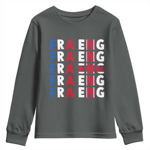 FRA ENG France England Flag Graphic Youth Sweatshirt French English Typographic Dual Heritage Pride Match Day TS02 Dark Heather Print Your Wear