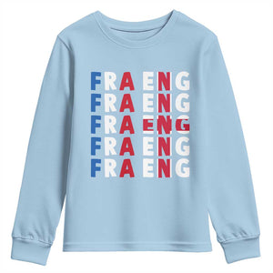 FRA ENG France England Flag Graphic Youth Sweatshirt French English Typographic Dual Heritage Pride Match Day TS02 Light Blue Print Your Wear