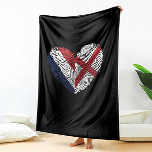 France England Flag Fingerprint Heart DNA Graphic Throw Blanket Proud Anglo English French Ancestry Love Identity TS02 Print Your Wear