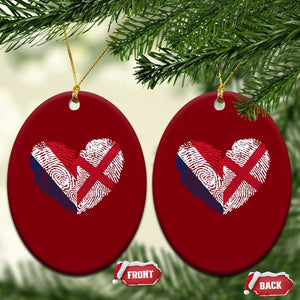 France England Flag Fingerprint Heart DNA Graphic Ceramic Ornament Proud Anglo English French Ancestry Love Identity TS02 Print Your Wear