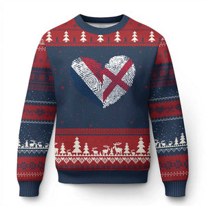 France England Flag Fingerprint Heart DNA Graphic Ugly Christmas Sweater Proud Anglo English French Ancestry Love Identity TS02 Navy Red Print Your Wear