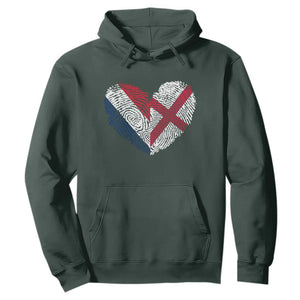 France England Flag Fingerprint Heart DNA Graphic Hoodie Proud Anglo English French Ancestry Love Identity