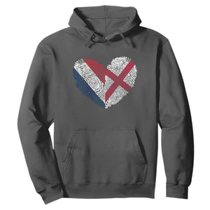 France England Flag Fingerprint Heart DNA Graphic Hoodie Proud Anglo English French Ancestry Love Identity