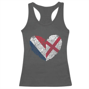 France England Flag Fingerprint Heart DNA Graphic Racerback Tank Top Proud Anglo English French Ancestry Love Identity TS02 Dark Heather Print Your Wear