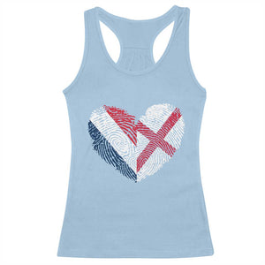 France England Flag Fingerprint Heart DNA Graphic Racerback Tank Top Proud Anglo English French Ancestry Love Identity TS02 Light Blue Print Your Wear