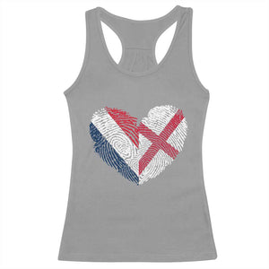 France England Flag Fingerprint Heart DNA Graphic Racerback Tank Top Proud Anglo English French Ancestry Love Identity TS02 Sport Gray Print Your Wear