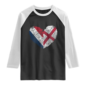 France England Flag Fingerprint Heart DNA Graphic Raglan Shirt Proud Anglo English French Ancestry Love Identity TS02 Black White Print Your Wear