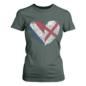 France England Flag Fingerprint Heart DNA Graphic T Shirt For Women Proud Anglo English French Ancestry Love Identity