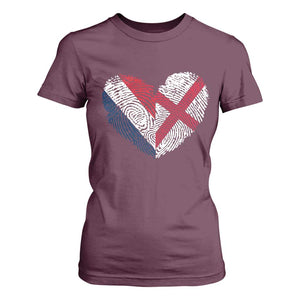 France England Flag Fingerprint Heart DNA Graphic T Shirt For Women Proud Anglo English French Ancestry Love Identity