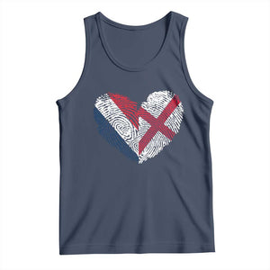 France England Flag Fingerprint Heart DNA Graphic Tank Top Proud Anglo English French Ancestry Love Identity TS02 Navy Print Your Wear
