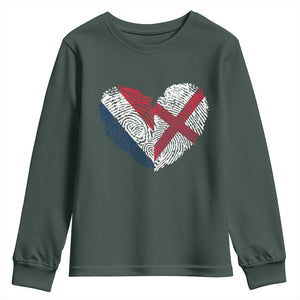 France England Flag Fingerprint Heart DNA Graphic Youth Sweatshirt Proud Anglo English French Ancestry Love Identity