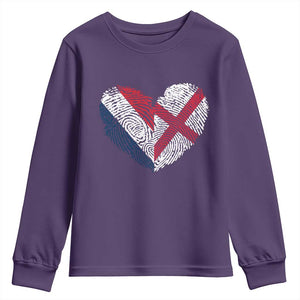 France England Flag Fingerprint Heart DNA Graphic Youth Sweatshirt Proud Anglo English French Ancestry Love Identity