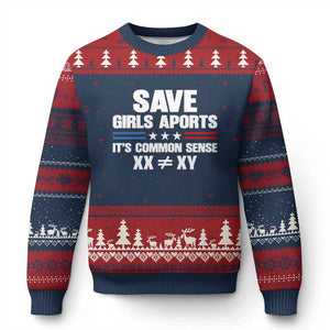 Save Girls Sports Its Common Sense XX Not Equal XY Ugly Christmas Sweater Biological Science Varsity Athletic Graphic