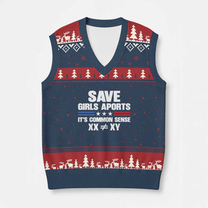 Save Girls Sports Its Common Sense XX Not Equal XY V-Neck Knit Sweater Vest Biological Science Varsity Athletic Graphic