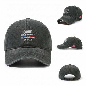 Save Girls Sports Its Common Sense XX Not Equal XY Washed Cotton Baseball Cap Biological Science Varsity Athletic Graphic