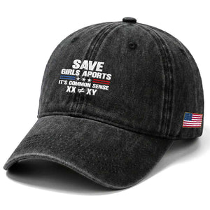 Save Girls Sports Its Common Sense XX Not Equal XY Washed Cotton Baseball Cap Biological Science Varsity Athletic Graphic