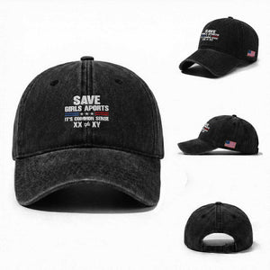 Save Girls Sports Its Common Sense XX Not Equal XY Washed Cotton Baseball Cap Biological Science Varsity Athletic Graphic