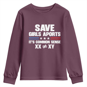 Save Girls Sports Its Common Sense XX Not Equal XY Youth Sweatshirt Biological Science Varsity Athletic Graphic