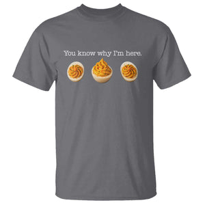 You Know Why I'm Here Deviled Eggs T Shirt Funny Thanksgiving Potluck TS02 Charcoal Print Your Wear